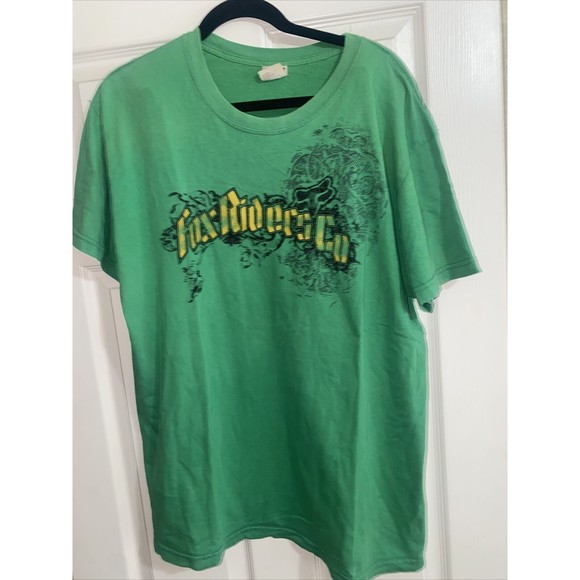 Fox Short Shirt Mens Extra Large Vintage Green Riders Co 100% Cotton - Picture 1 of 6